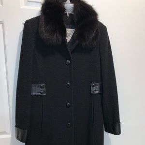 Marvin Richards Black Blend Wool / Fox Trim Sz 10